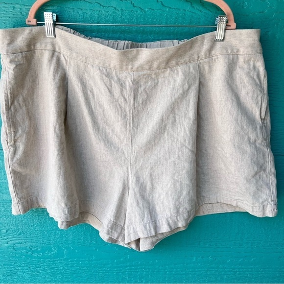Madewell Shorts 3X Plus Stone Clean Pull On Linen Cotton Blend EUC - Picture 2 of 9